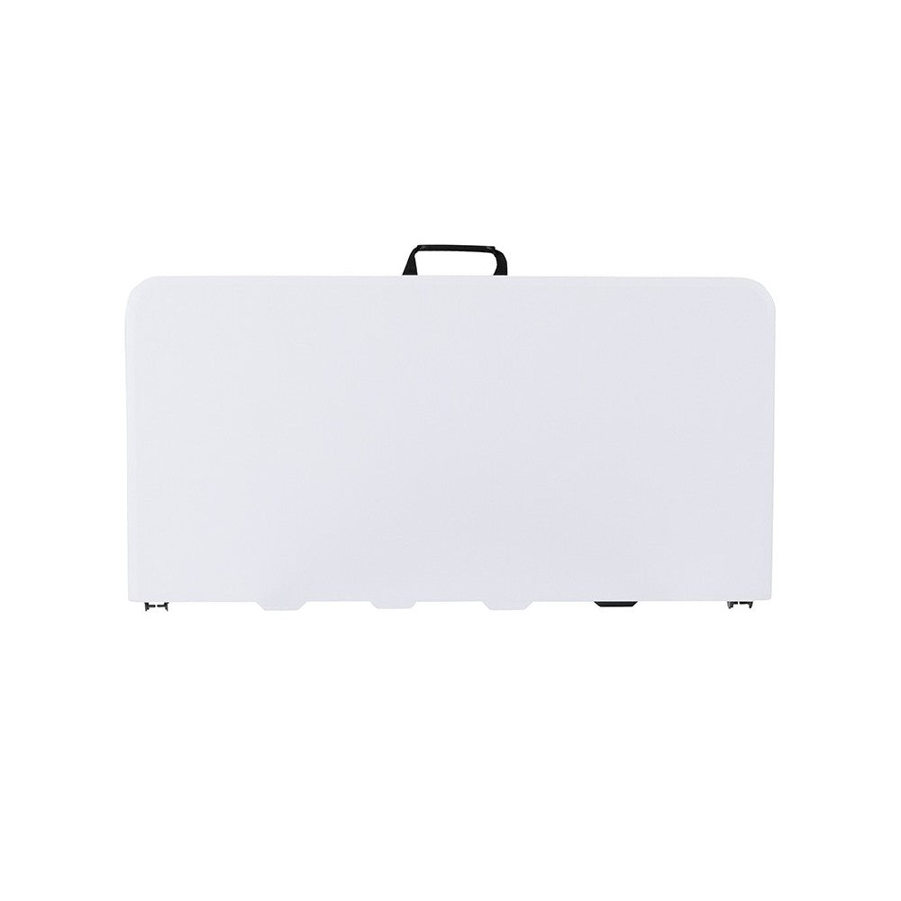 2.79-Foot Square Bi-Fold Granite White Plastic Folding Table with Carrying Handle