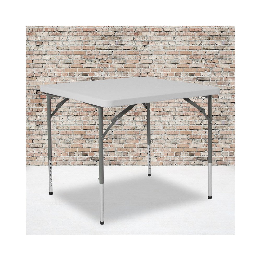 2.79-Foot Square Height Adjustable Granite White Plastic Folding Table