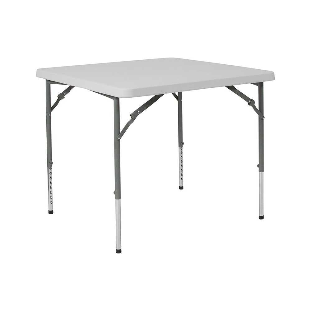 2.79-Foot Square Height Adjustable Granite White Plastic Folding Table