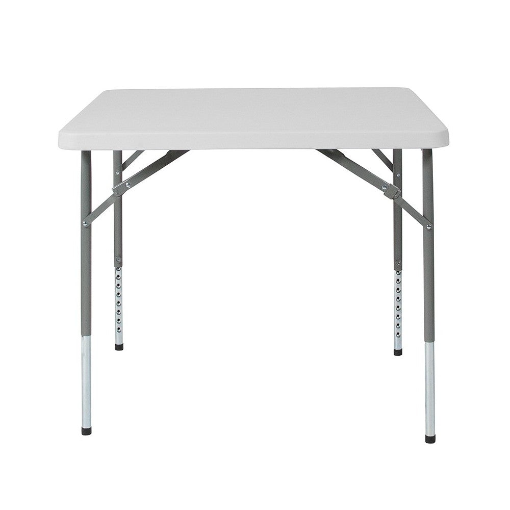 2.79-Foot Square Height Adjustable Granite White Plastic Folding Table