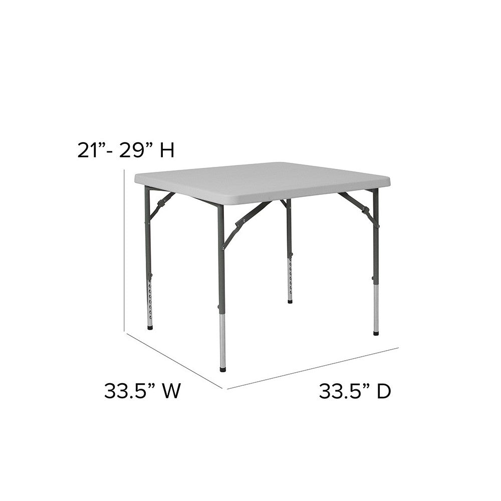 2.79-Foot Square Height Adjustable Granite White Plastic Folding Table