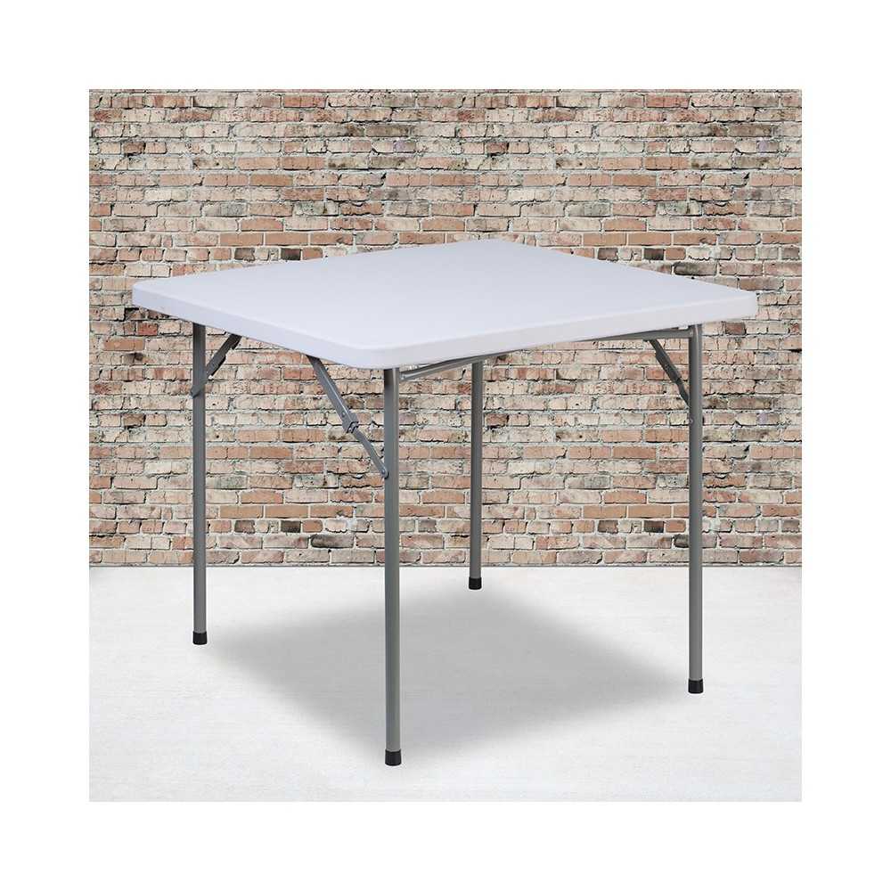 2.81-Foot Square Granite White Plastic Folding Table