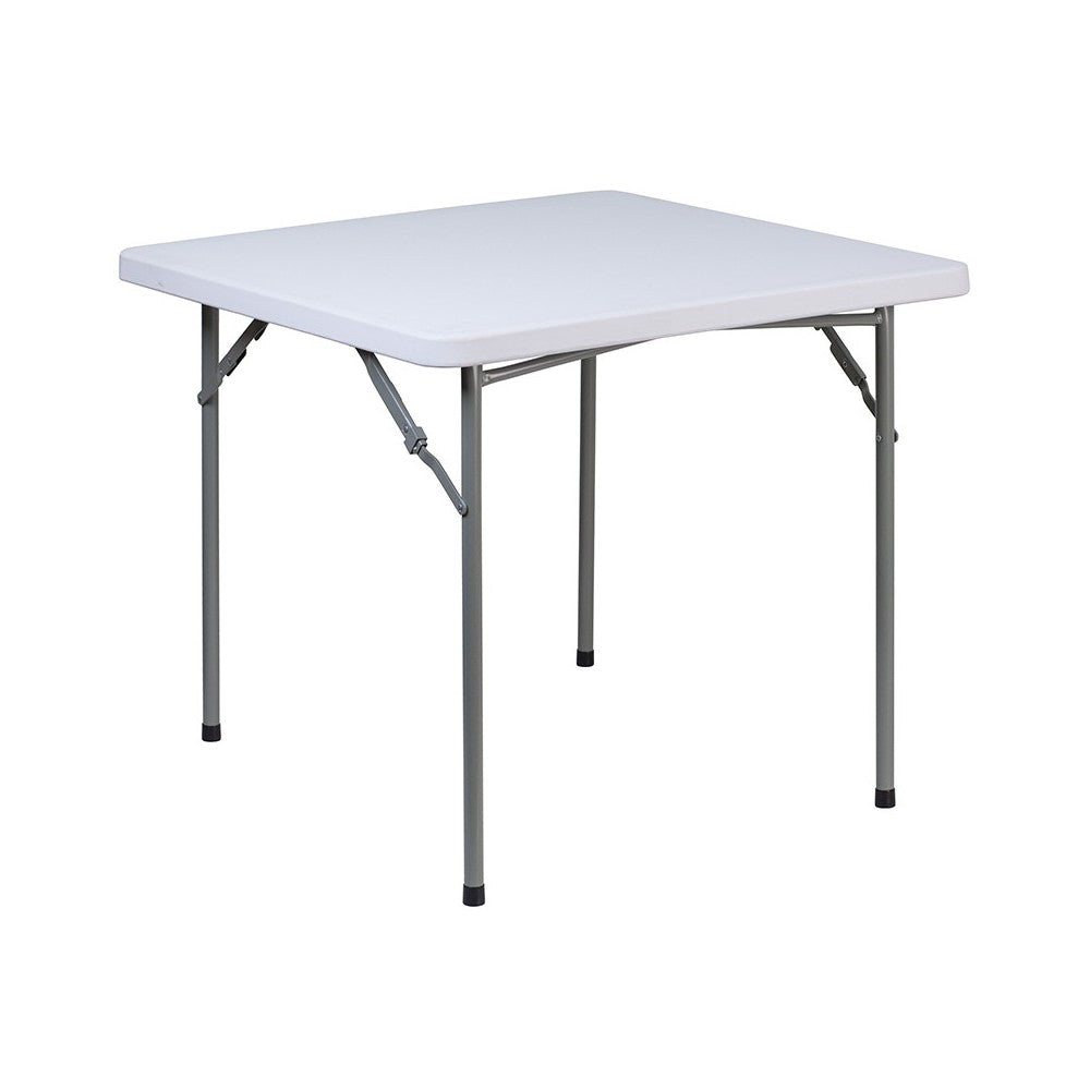 2.81-Foot Square Granite White Plastic Folding Table