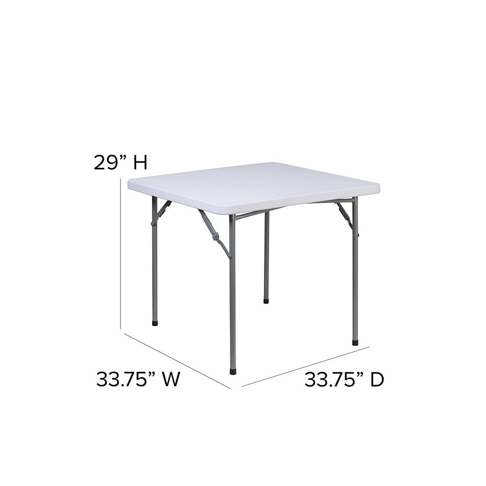 2.81-Foot Square Granite White Plastic Folding Table