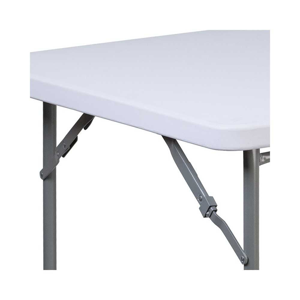 2.81-Foot Square Granite White Plastic Folding Table