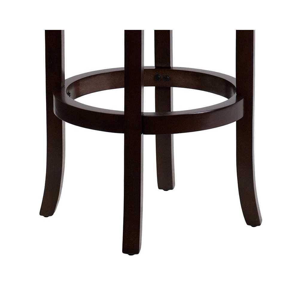 29'' High Backless Cappuccino Wood Barstool with Black LeatherSoft Swivel Seat
