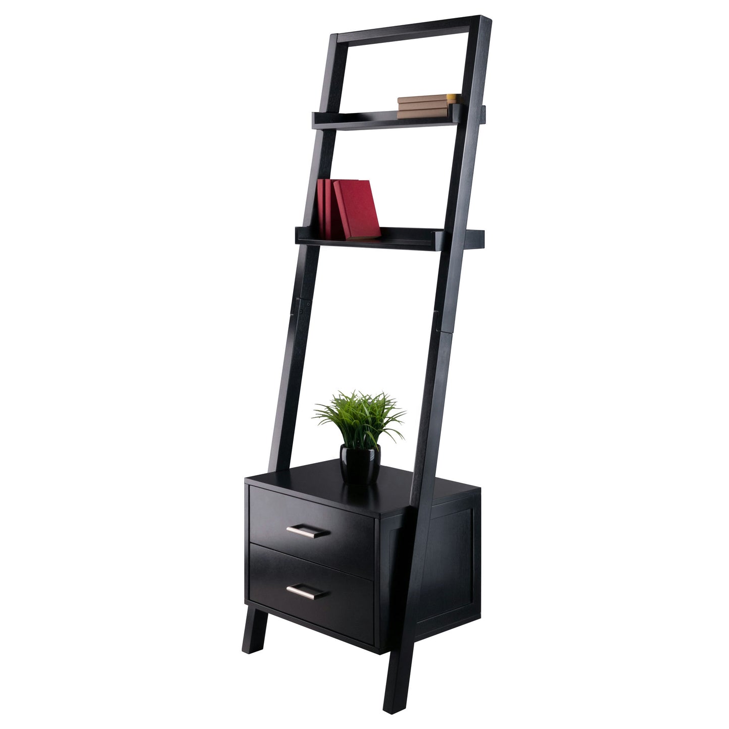 Bellamy 2-Drawer Leaning Shelf, Black