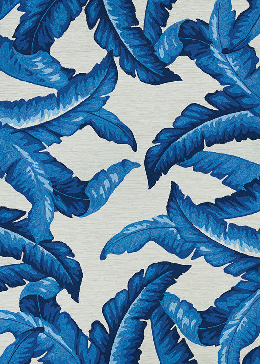 Couristan Covington Palm Leaves Blue Rug 5'6" x 8'