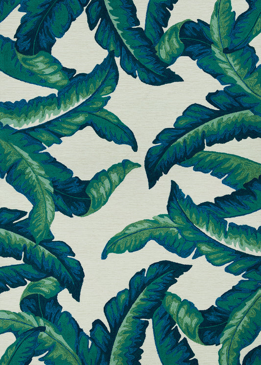 Couristan Covington Palm Leaves Green Round Rug 7'10" x 7"10"