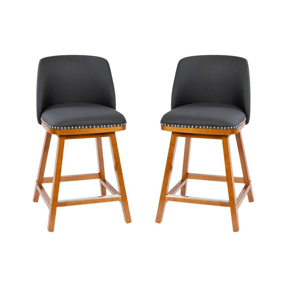 2PK 24" Charcoal Linen Stools