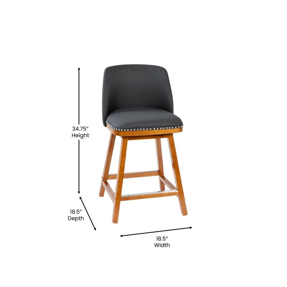 2PK 24" Charcoal Linen Stools