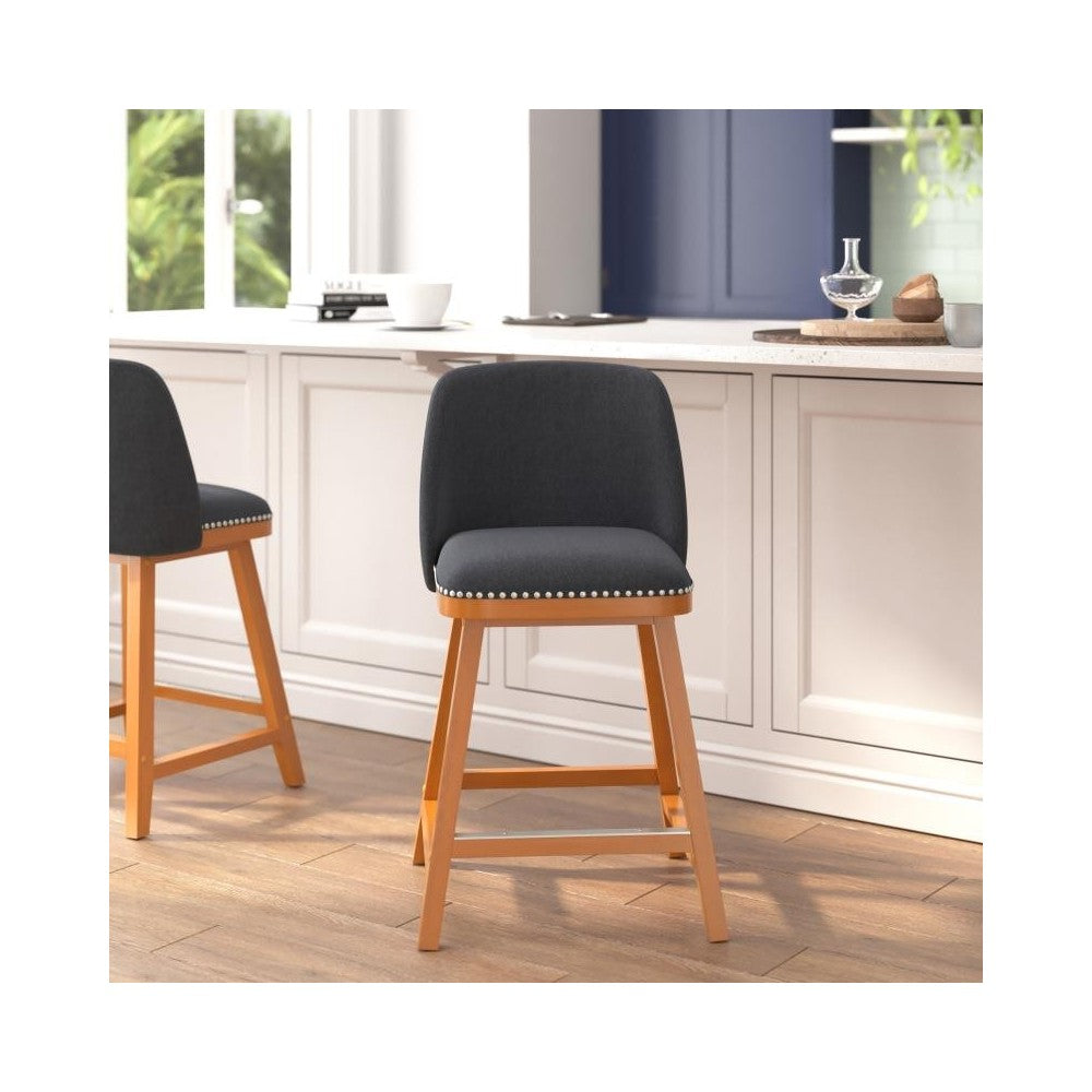 2PK 24" Charcoal Linen Stools