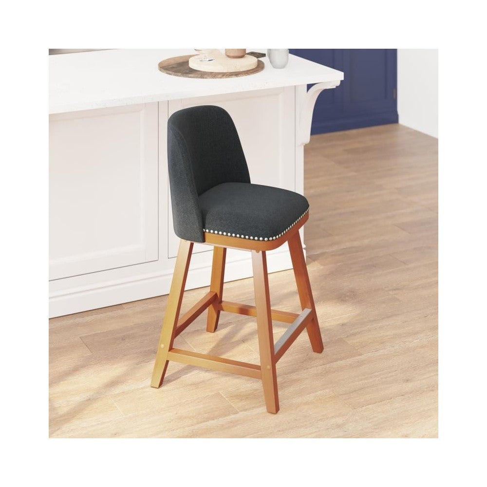 2PK 24" Charcoal Linen Stools