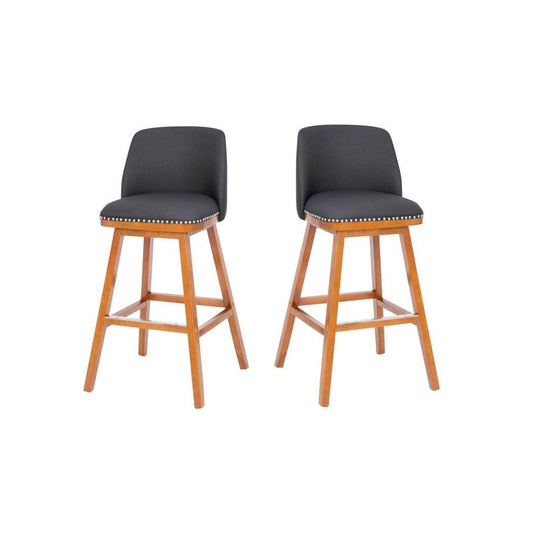 2PK 30" Charcoal Linen Stools