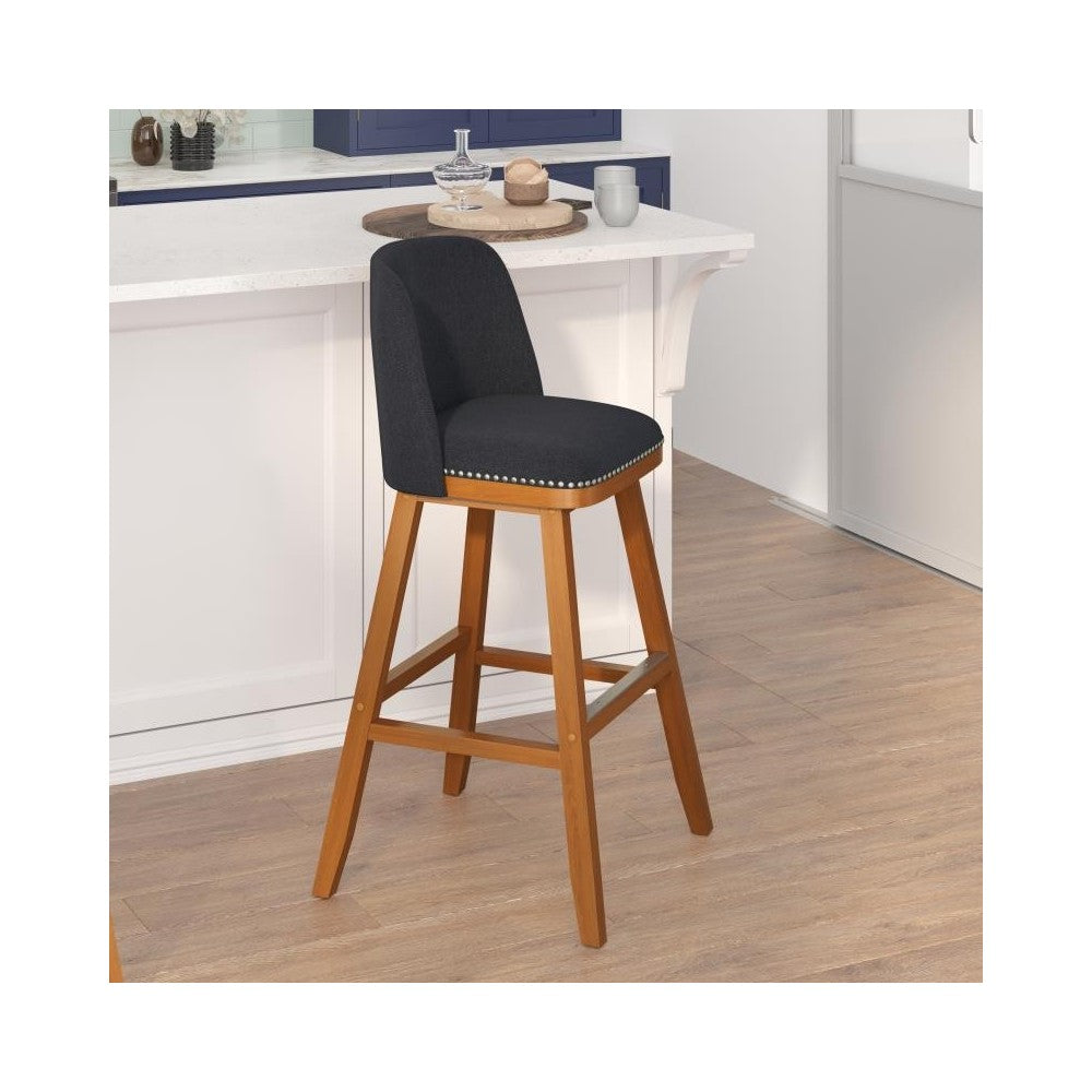 2PK 30" Charcoal Linen Stools