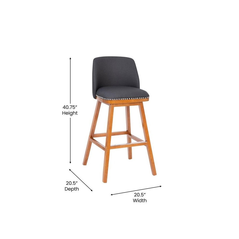2PK 30" Charcoal Linen Stools