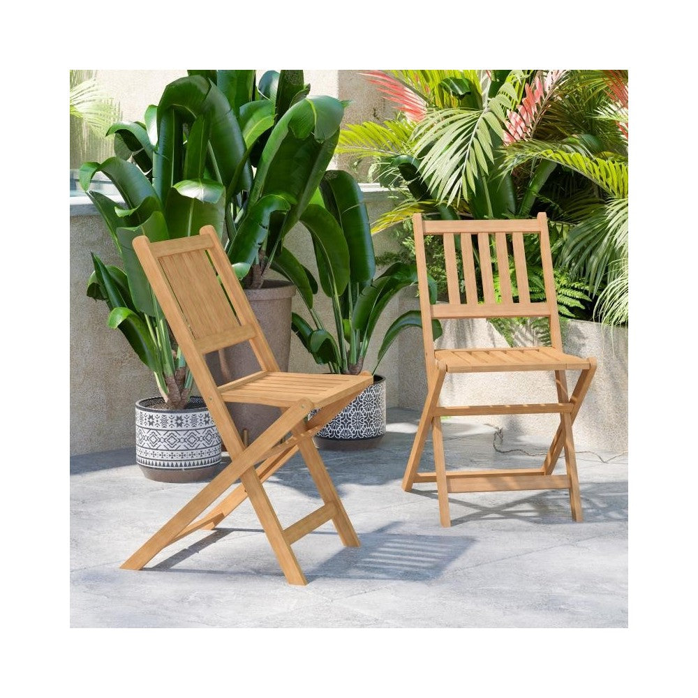 2PK Natural Acacia Wood Chairs
