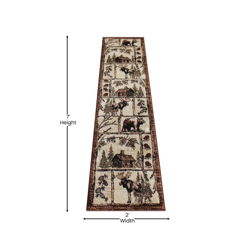 2x7 Brown Wildlife Area Rug