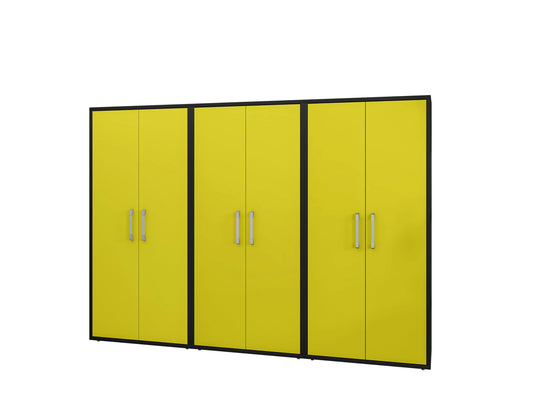 Eiffel Storage Cabinet in Matte Black and Yellow (Set of 3)