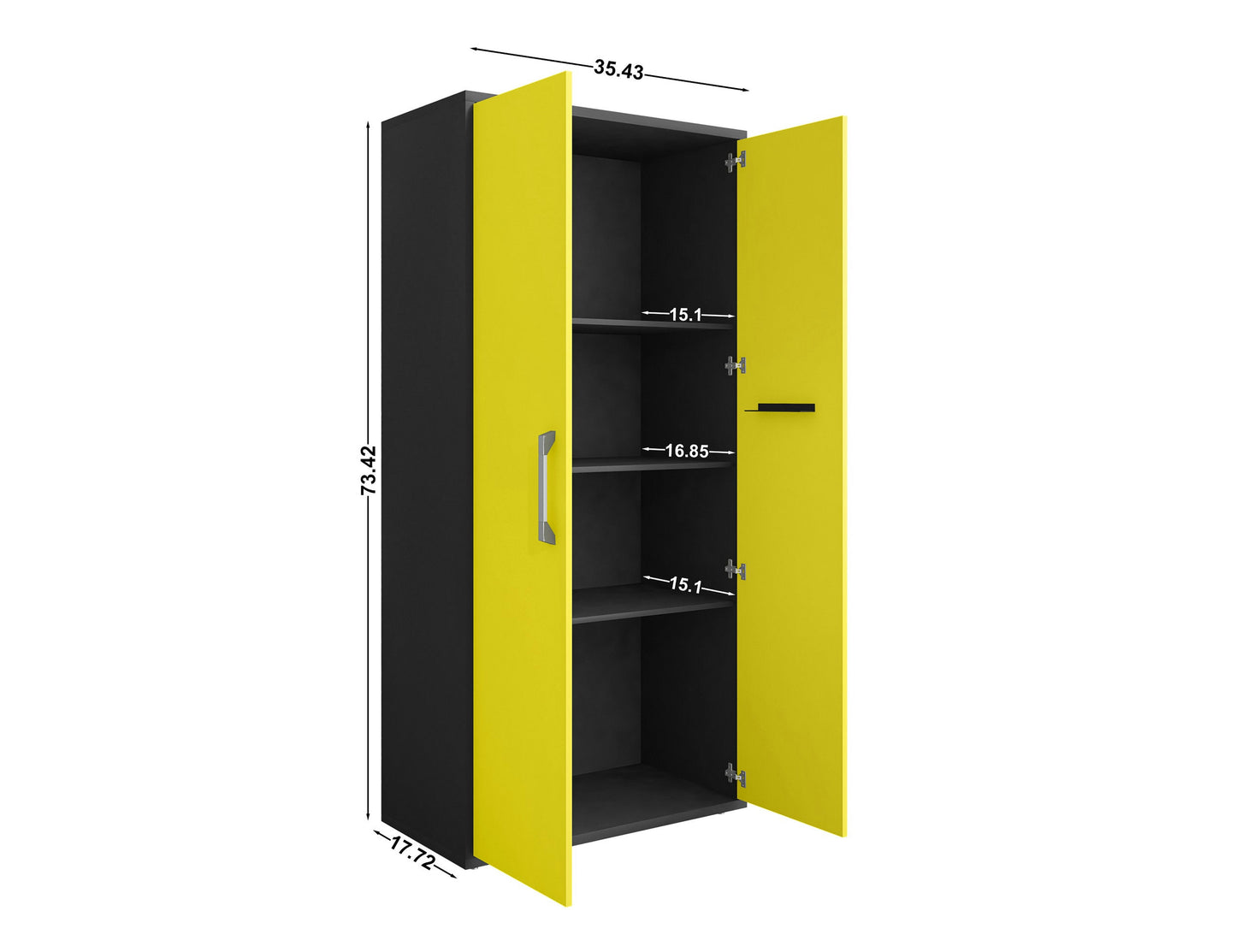 Eiffel Storage Cabinet in Matte Black and Yellow (Set of 3)