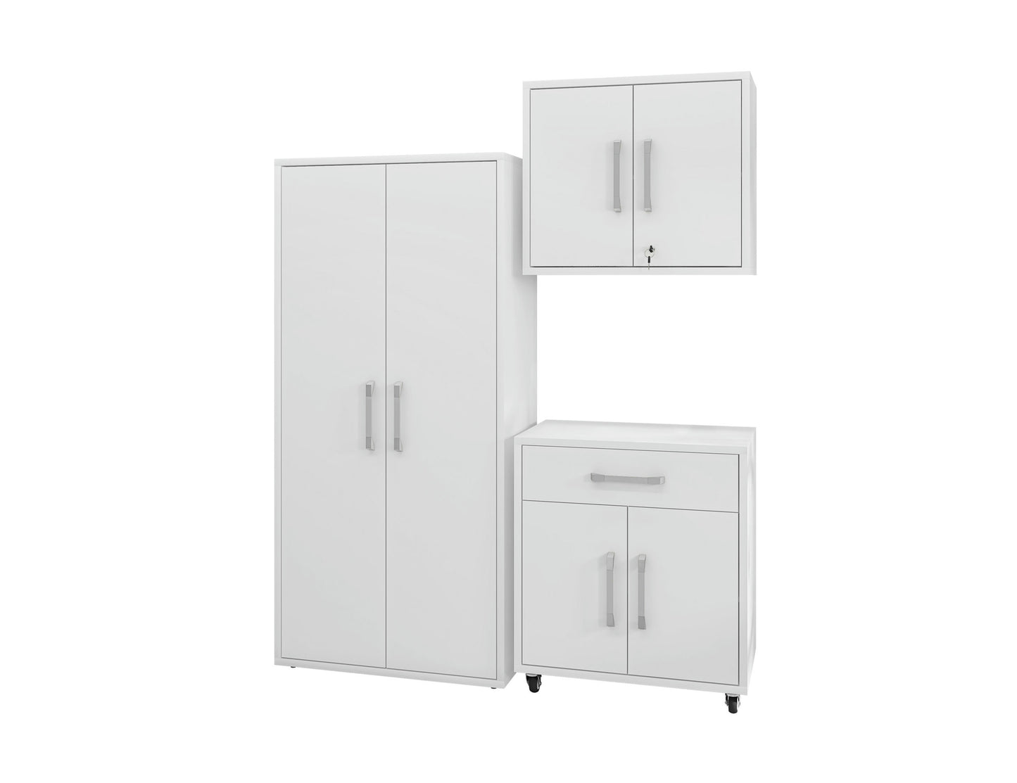 Eiffel 3-Piece Storage Garage Set in White