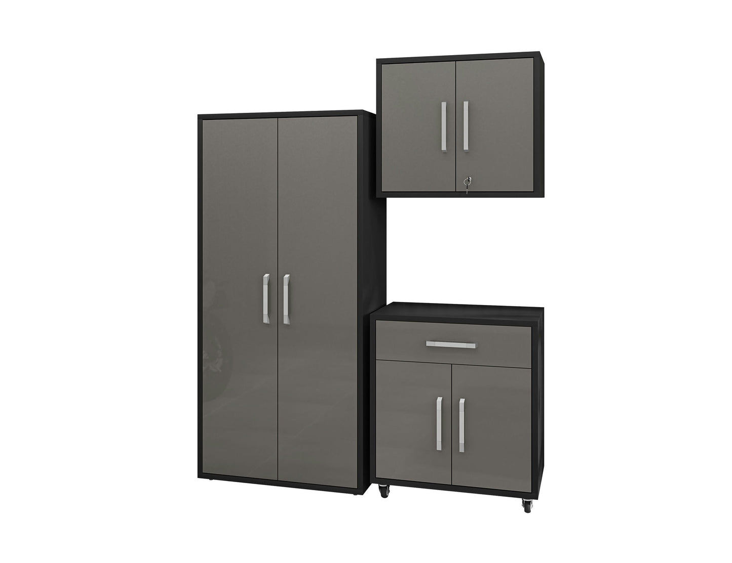 Eiffel 3-Piece Storage Garage Set in Matte Black and Grey