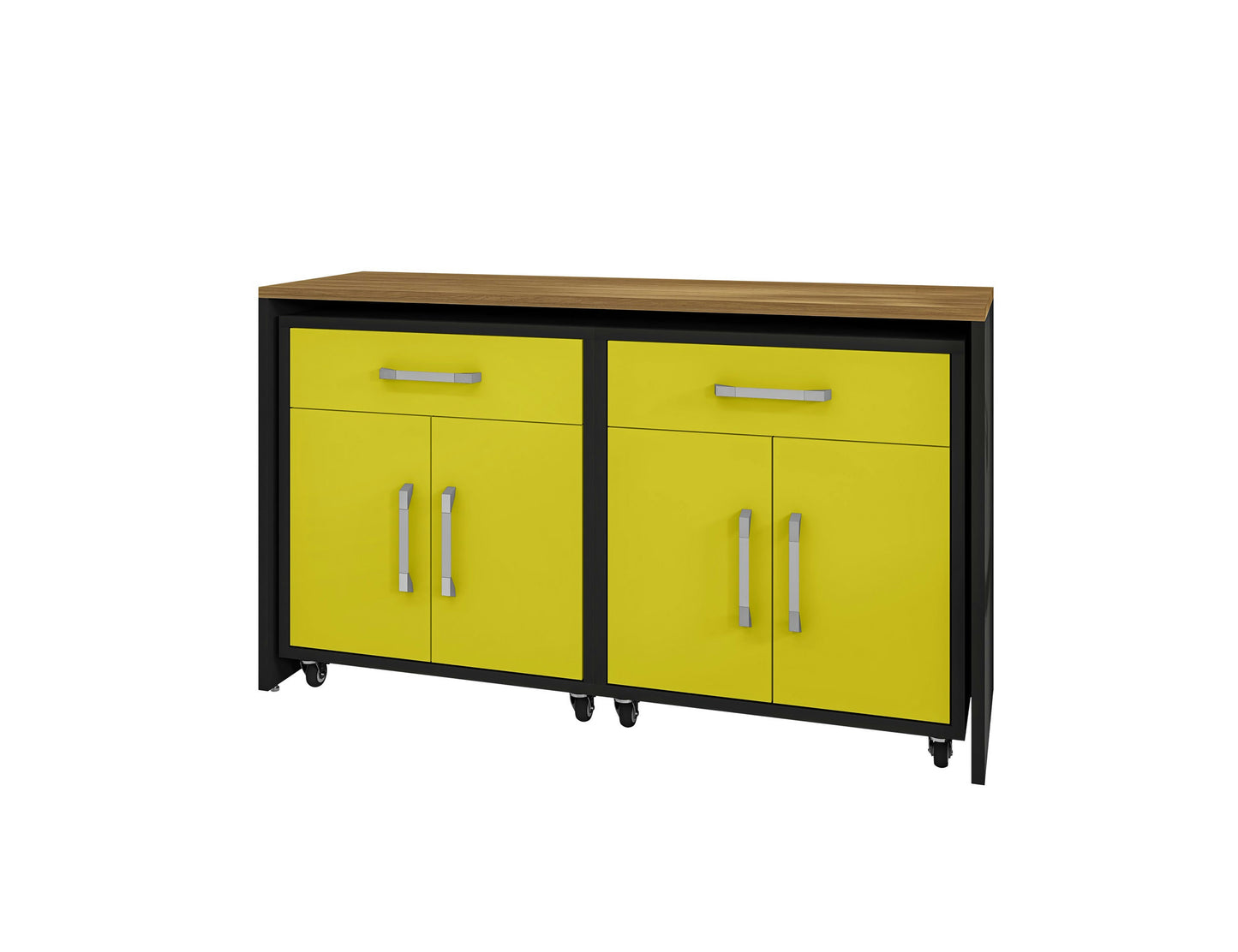 Eiffel Garage Work Station Set of 3 in Matte Black and Yellow