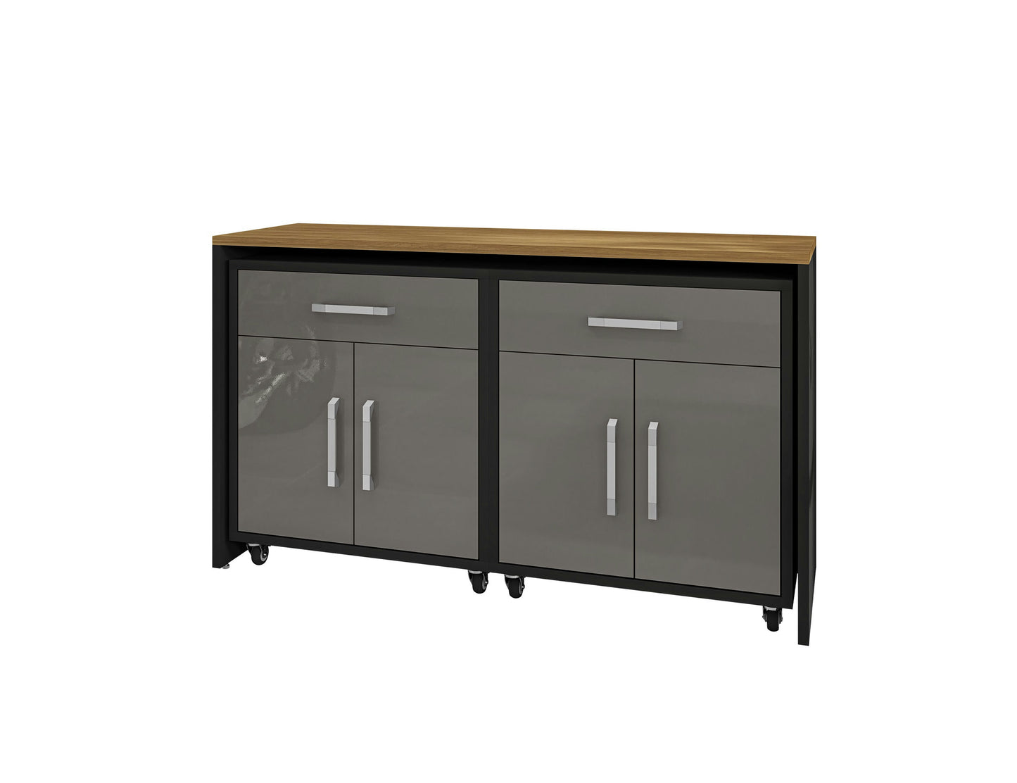 Eiffel Garage Work Station Set of 3 in Matte Black and Grey