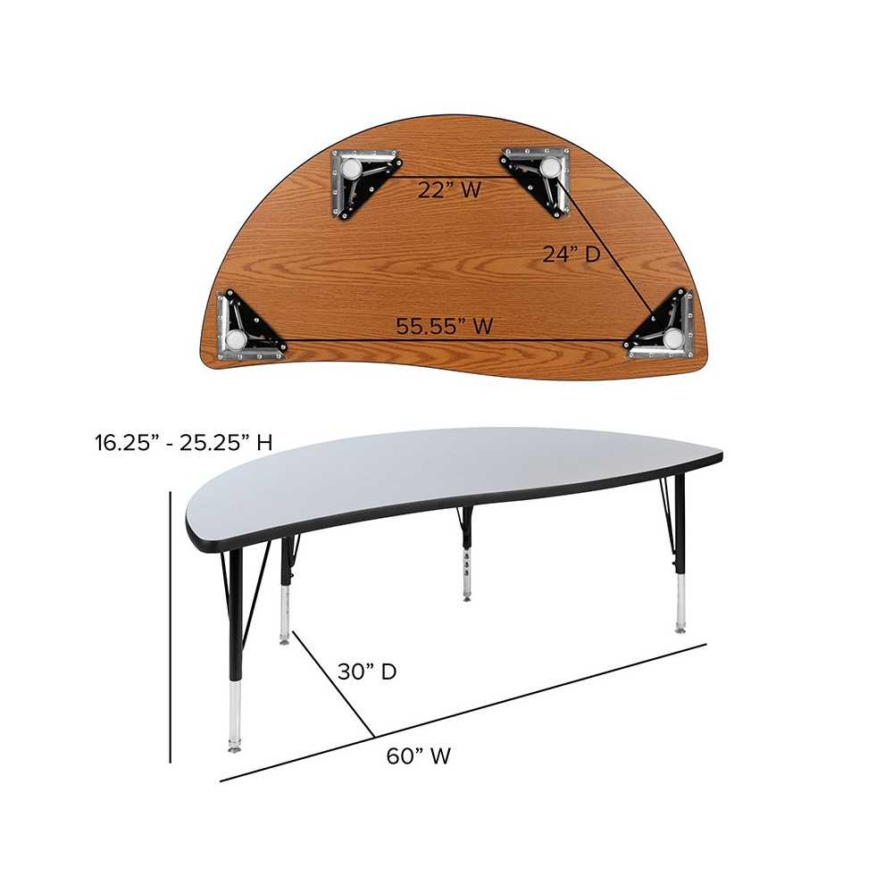 3 Piece 86" Oval Wave Collaborative Gray Thermal Laminate Activity Table Set - Height Adjustable Short Legs