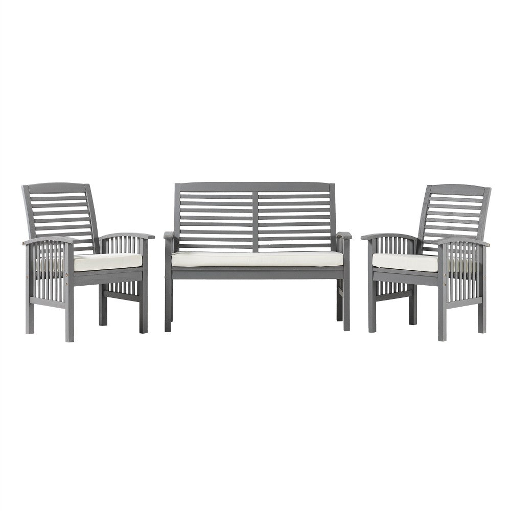 3-Piece Acacia Patio Chat Set - Gray Wash