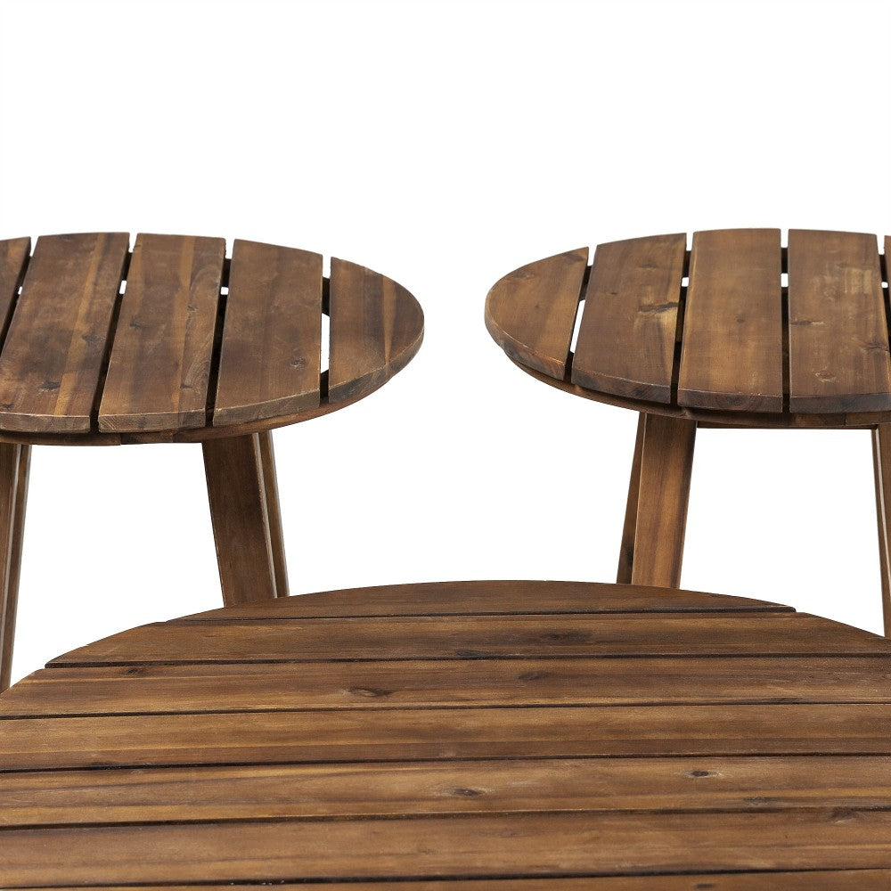3-Piece Acacia Round Coffee Table and Side Tables - Dark Brown