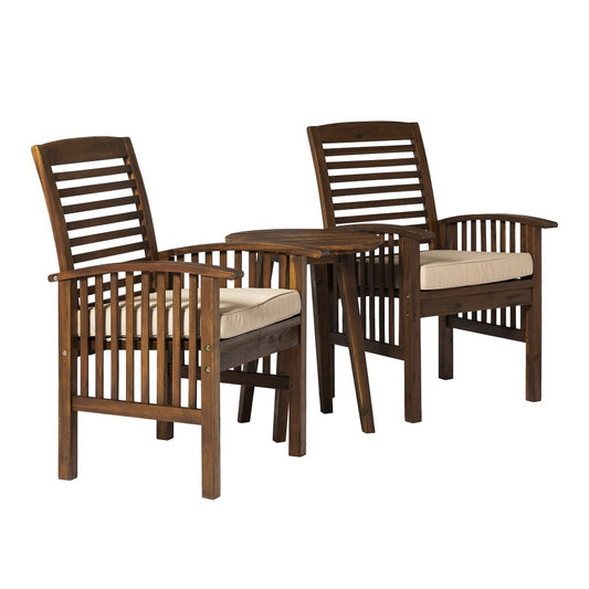 3-Piece Acacia Wood Conversation Set - Dark Brown