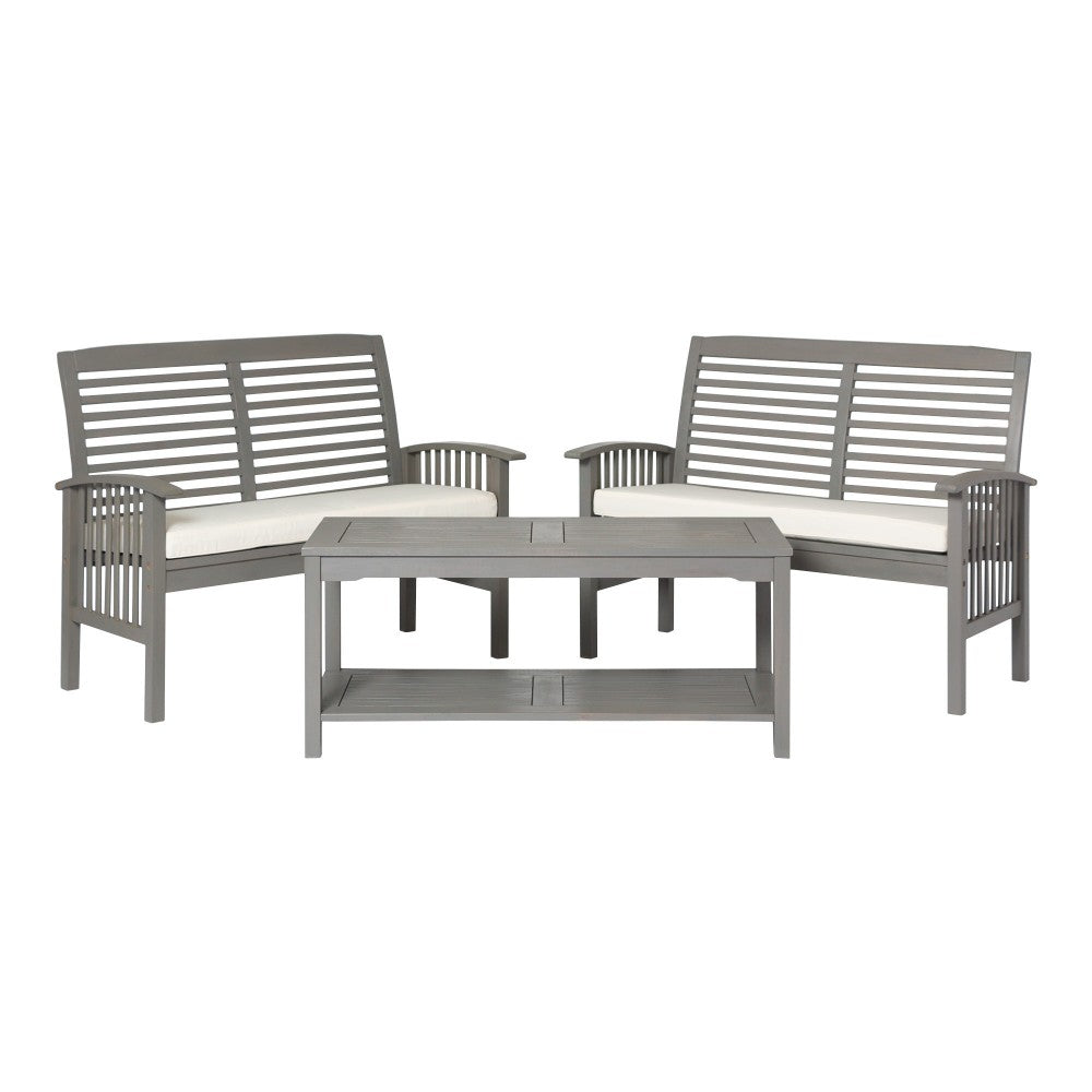 3-Piece Classic Outdoor Patio Chat Set - Gray Wash, OW3SGW-2LST