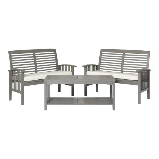 3-Piece Classic Outdoor Patio Chat Set - Gray Wash, OW3SGW-2LST