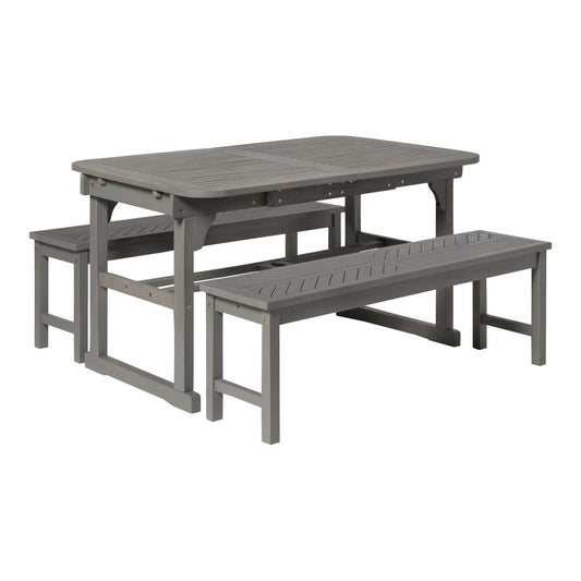 3-Piece Extendable Outdoor Patio Dining Set - Gray Wash