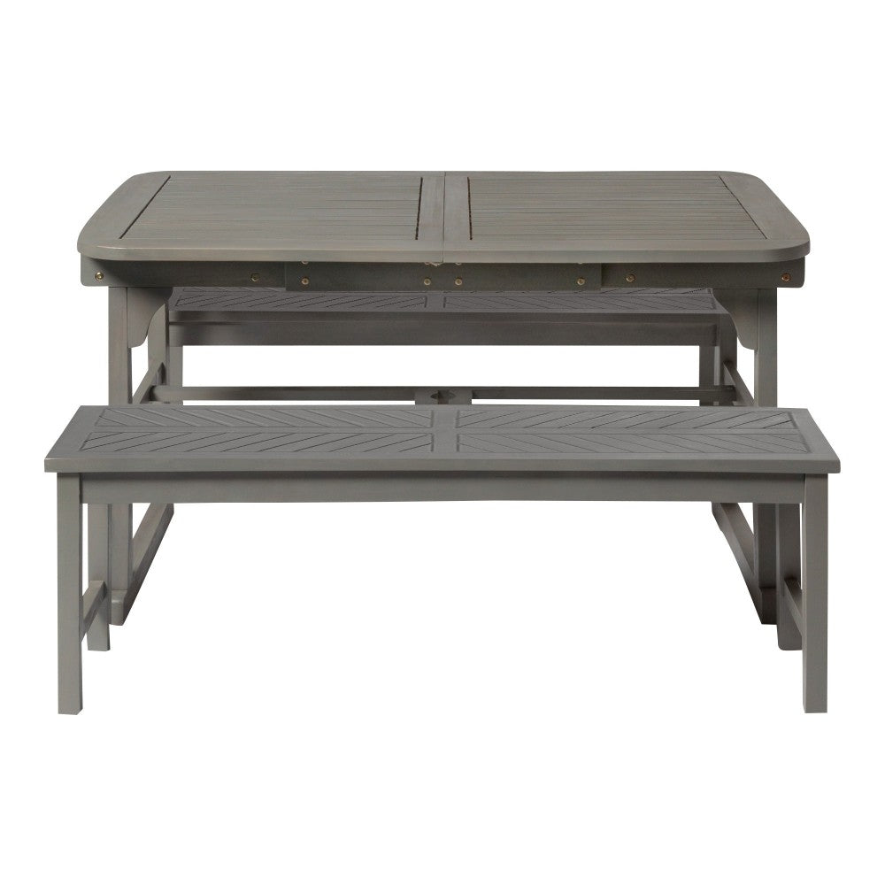 3-Piece Extendable Outdoor Patio Dining Set - Gray Wash