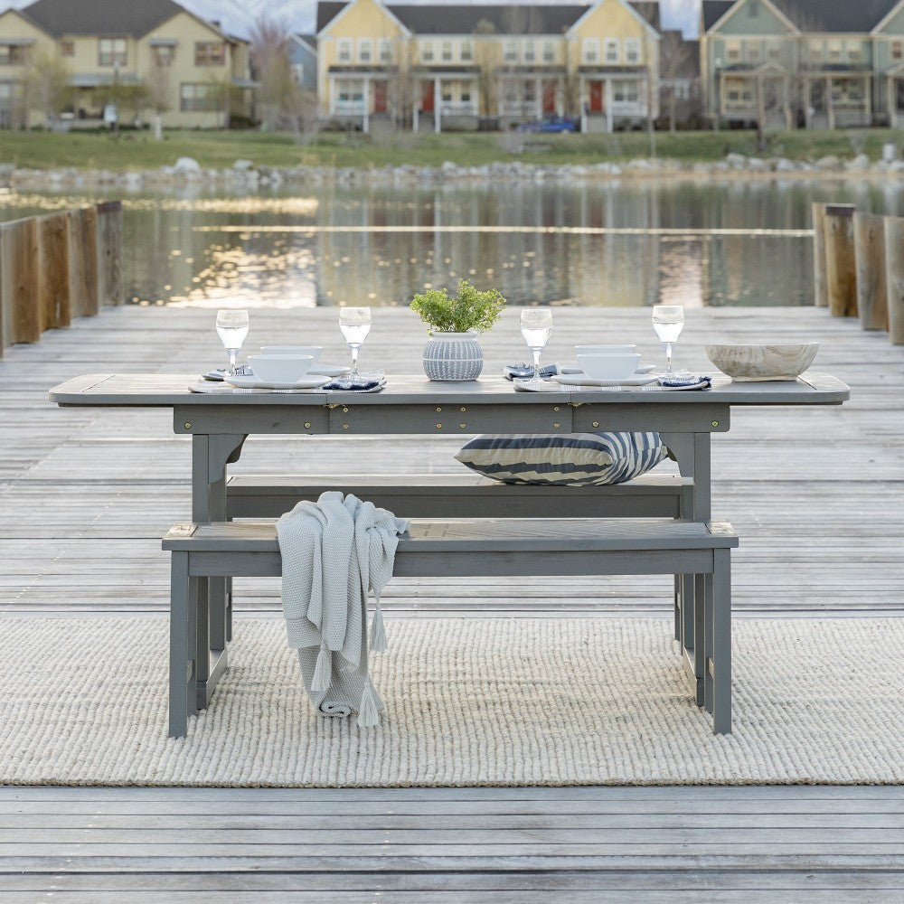 3-Piece Extendable Outdoor Patio Dining Set - Gray Wash