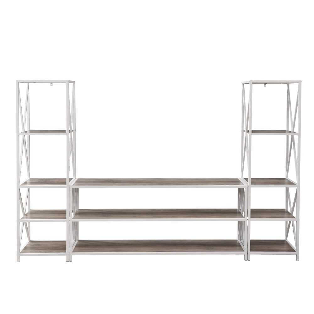 3-Piece Industrial Bookcase Set - Gray Wash