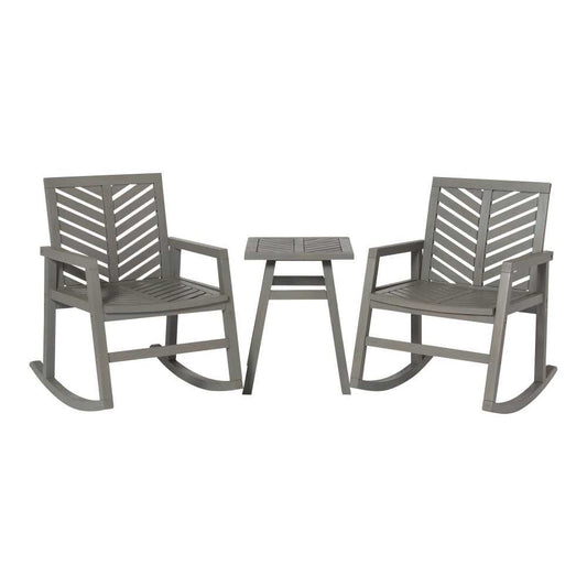 3-Piece Outdoor Rocking Chair Chat Set - Gray Wash