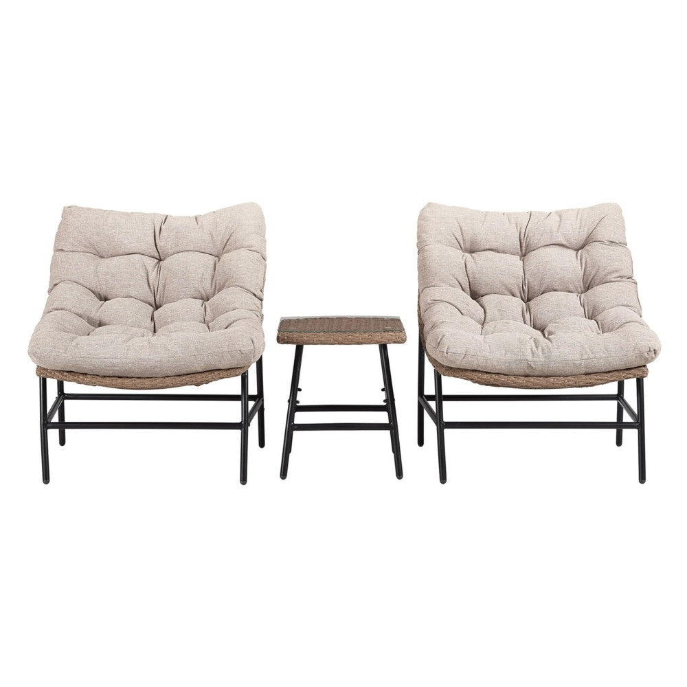 3-Piece Papasan Scoop Outdoor Patio Chat Set