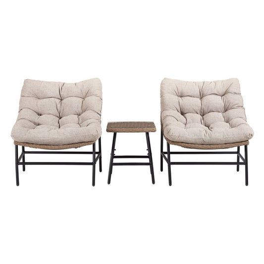 3-Piece Papasan Scoop Outdoor Patio Chat Set