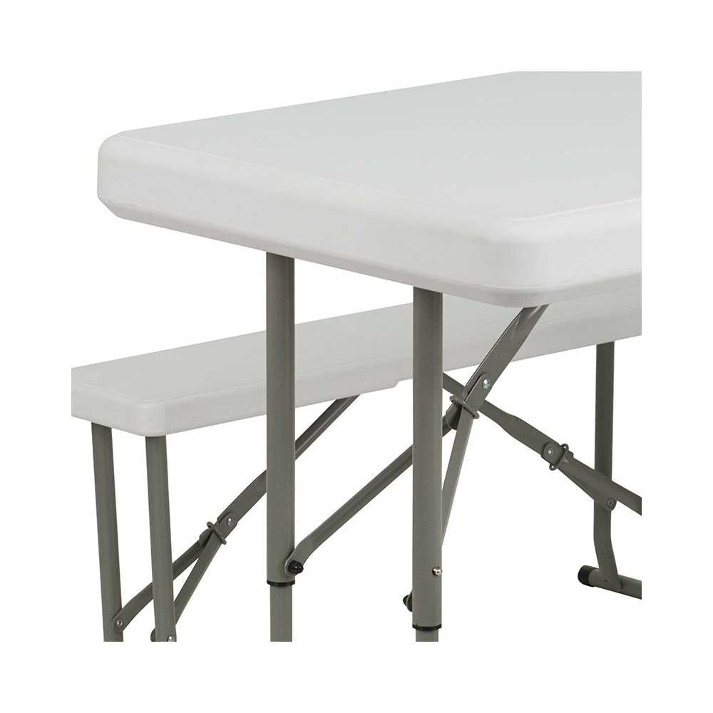 3 Piece Portable Plastic Folding Bench and Table Set