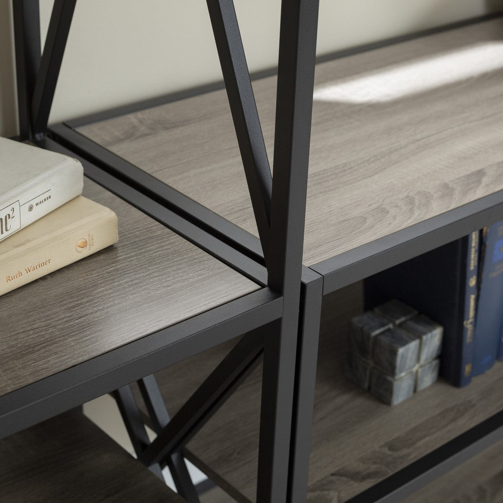 3-Piece Rustic Industrial Bookcase Set - Driftwood