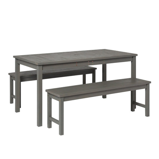 3-Piece Simple Outdoor Patio Dining Set - Gray Wash