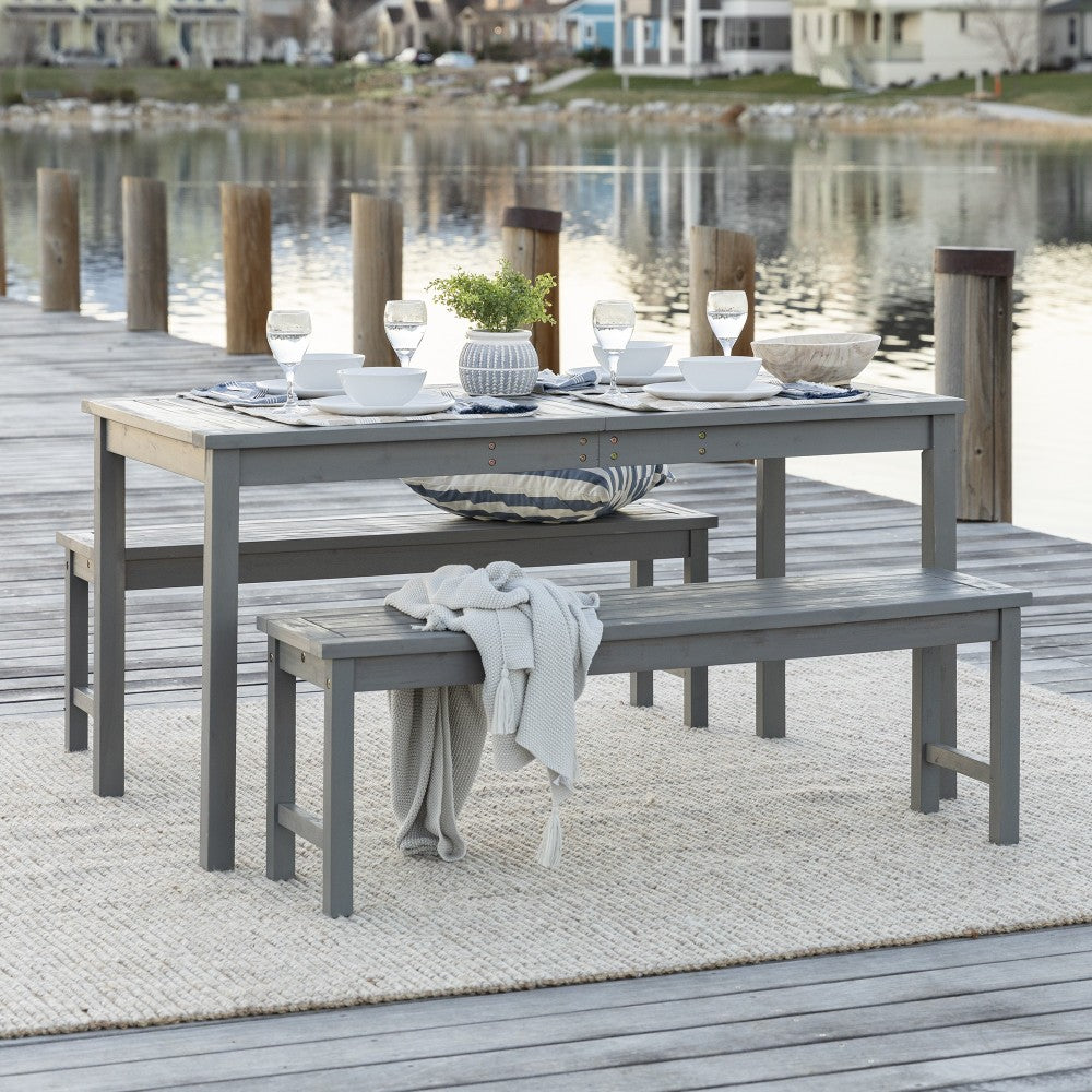 3-Piece Simple Outdoor Patio Dining Set - Gray Wash