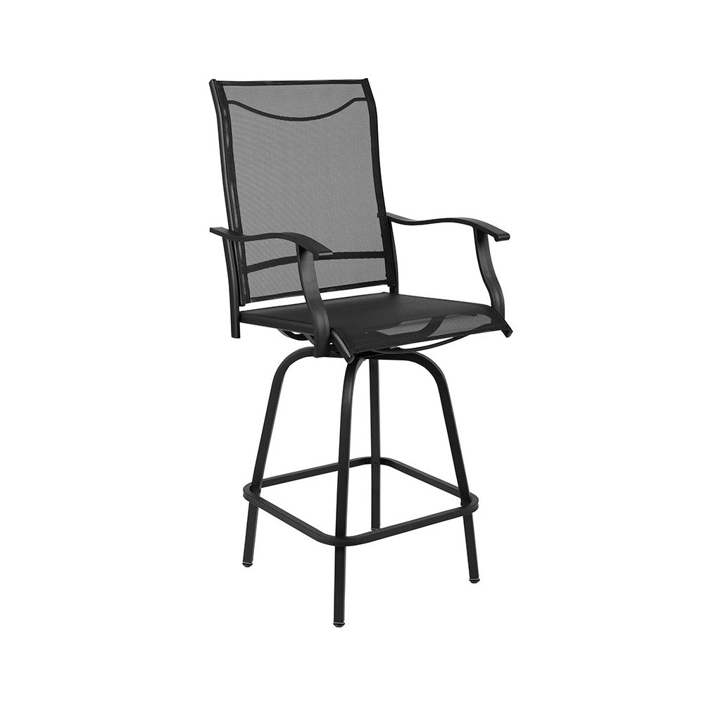 30" All-Weather Patio Swivel Outdoor Stools, Black, Set of 2