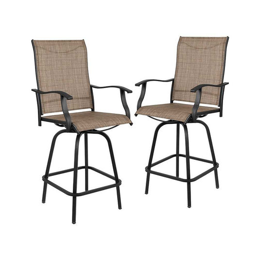 30" All-Weather Patio Swivel Outdoor Stools, Brown, Set of 2