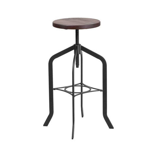 30" Barstool with Adjustable Wood Seat