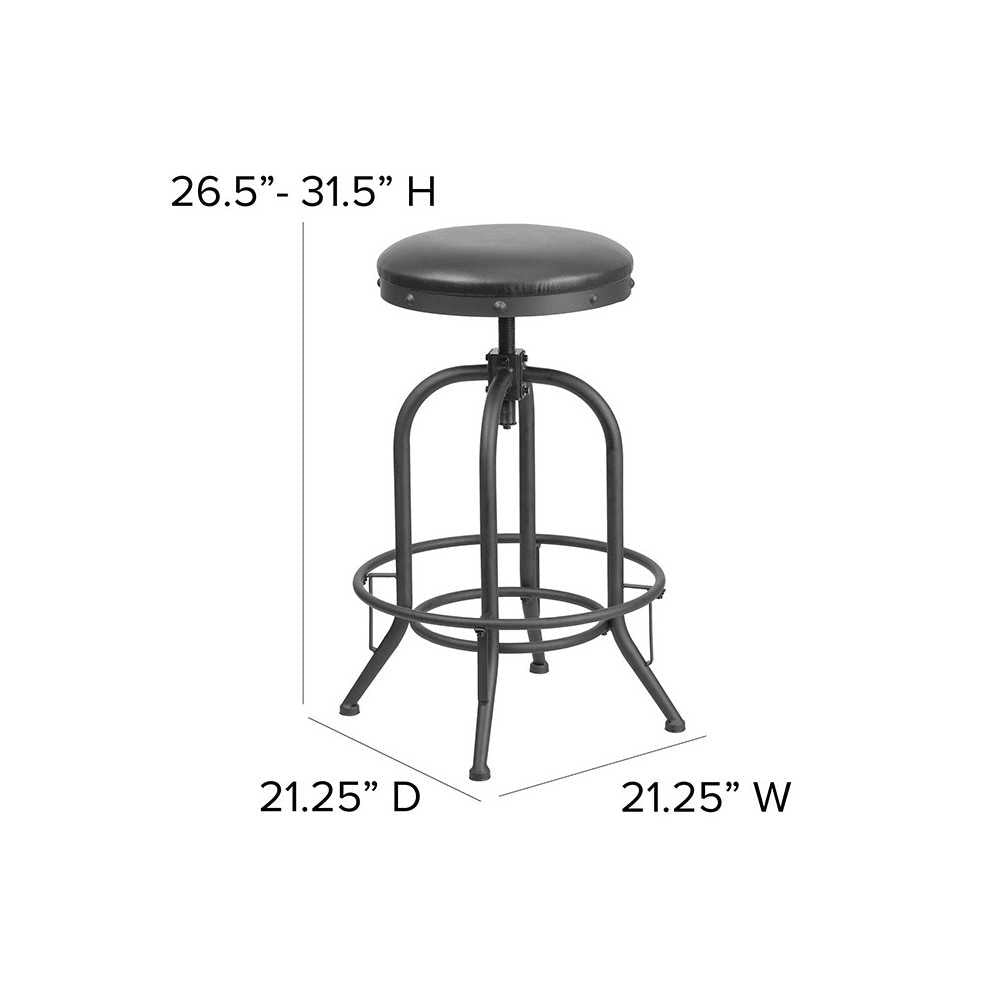 30'' Barstool with Swivel Lift Black LeatherSoft Seat