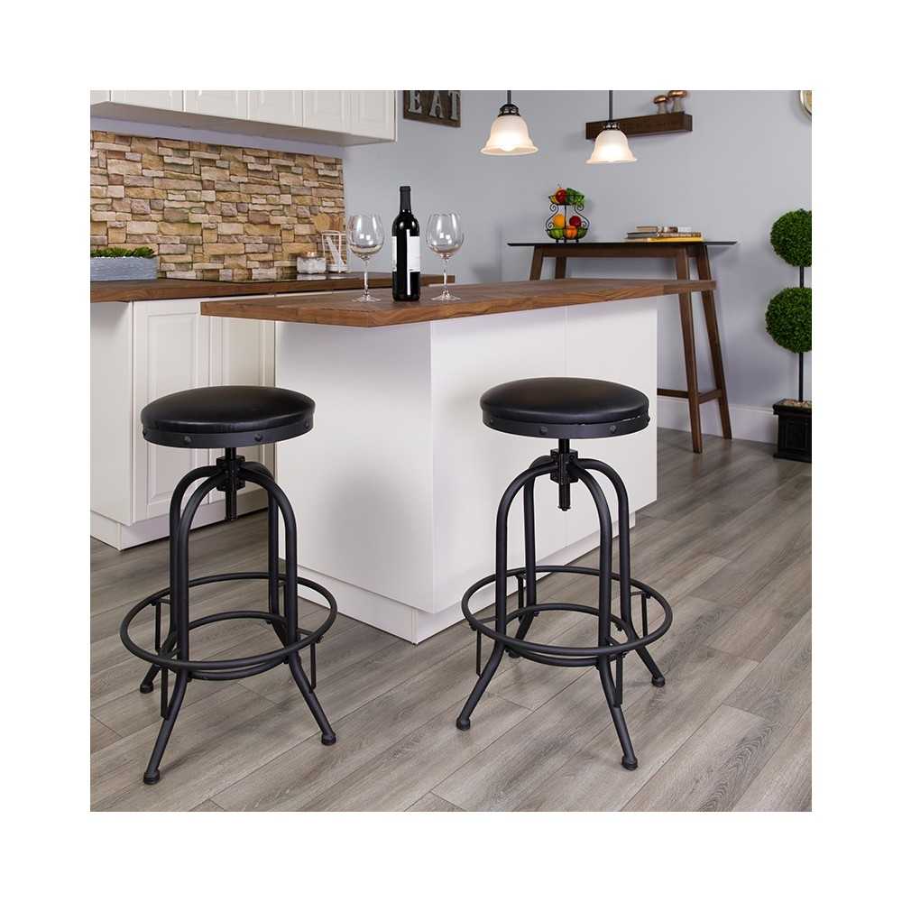 30'' Barstool with Swivel Lift Black LeatherSoft Seat